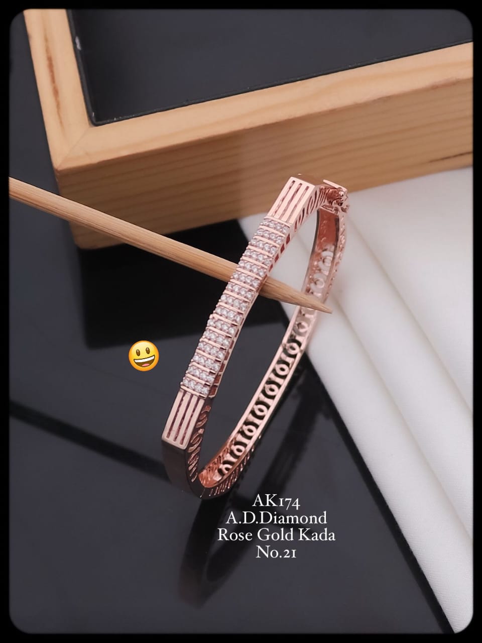 Accessories AD Diamond Designer Rose Gold And Silver Kada 4
